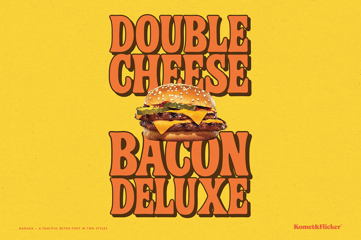 Mañana – A Fanciful Retro Font, a Serif Font by Komet & Flicker (Photo 11 of 15)