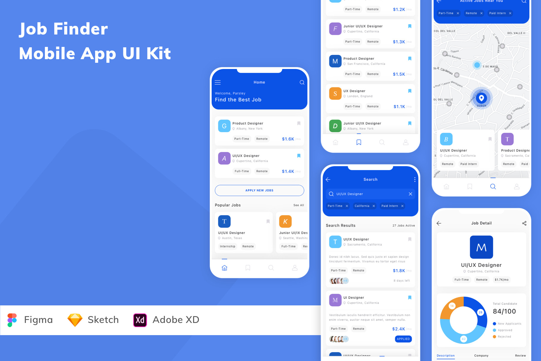 Job Finder Mobile App UI Kit, an UI Kit Template by Betush
