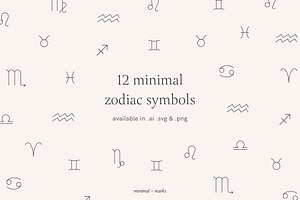 Minimal Zodiac Signs Set