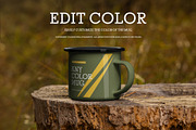 6 Enamel Mug Mockup. Rustic Outdoor, a Cups & Container Mockup by Grow Design Craft Studio (Thumbnail 2 of 6)