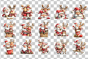 Funny Santa With Reindeer Clipart, a Seasonal Illustration by Nicolle's Colorful Art (Thumbnail 3 of 4)
