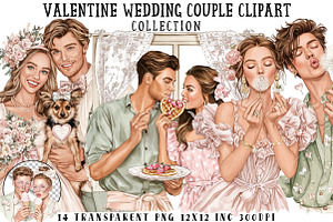 Valentine Wedding Couple Clipart, an Illustration by OK Design
