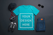 T-Shirt Mockup - Teal Edition, a Shirt Mockup by ForhadGFX (Thumbnail 7 of 12)