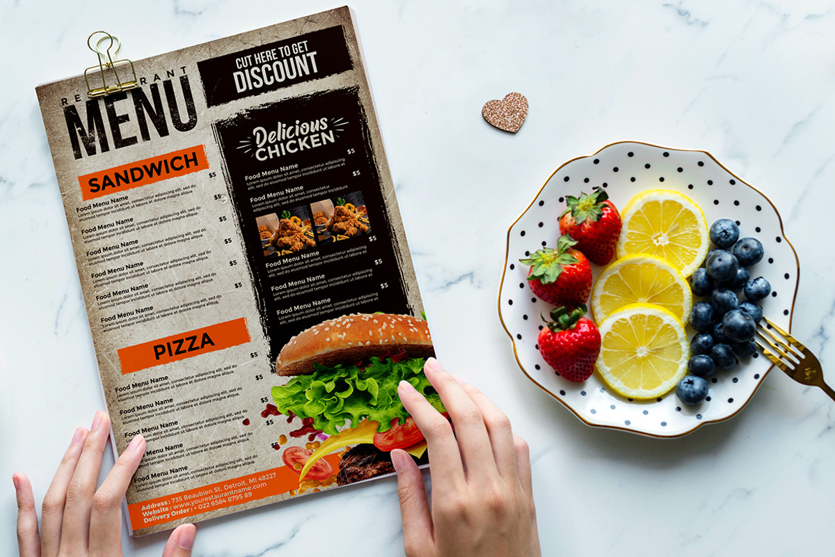 Vintage restaurant menu, a Flyer Template by imadeDesign (Photo 3 of 3)