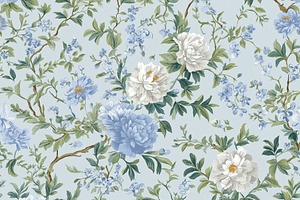 Seamless pattern, elegant floral seamless pattern with blooming, a Pattern Graphic by Studio ANNA