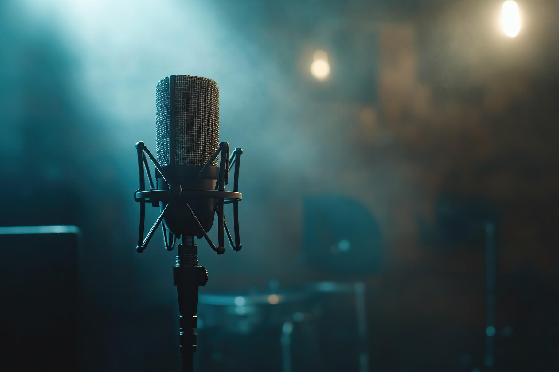 Professional condenser microphone in recording studio, a Technology ...