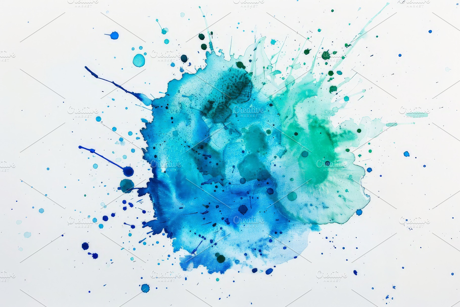 Hand painted blue and green watercol, a Background Photo by Pixeness