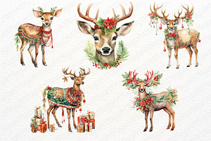 Christmas Reindeer Watercolor Set