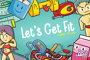 Let's Get Fit Cartoon Vector, a Healthcare Illustration by Jocularity Art