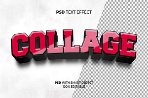 3D Text Effect Collage Style