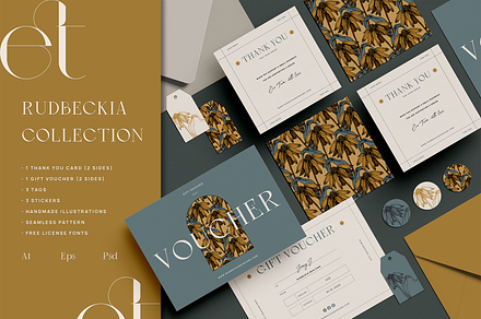 RUDBECKIA COLLECTION, a Stationery Template by Evgeniya Tsareva