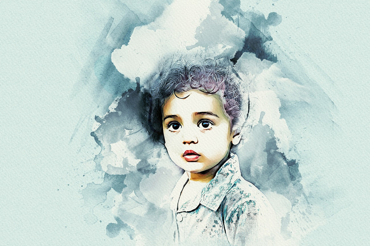 Watercolor Portrait Art, an Action Add-On by MRI STUDIO (Photo 4 of 15)