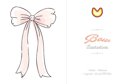 Blush Pink Ribbon Bow Illustration, an Object Illustration by Maj Graphics