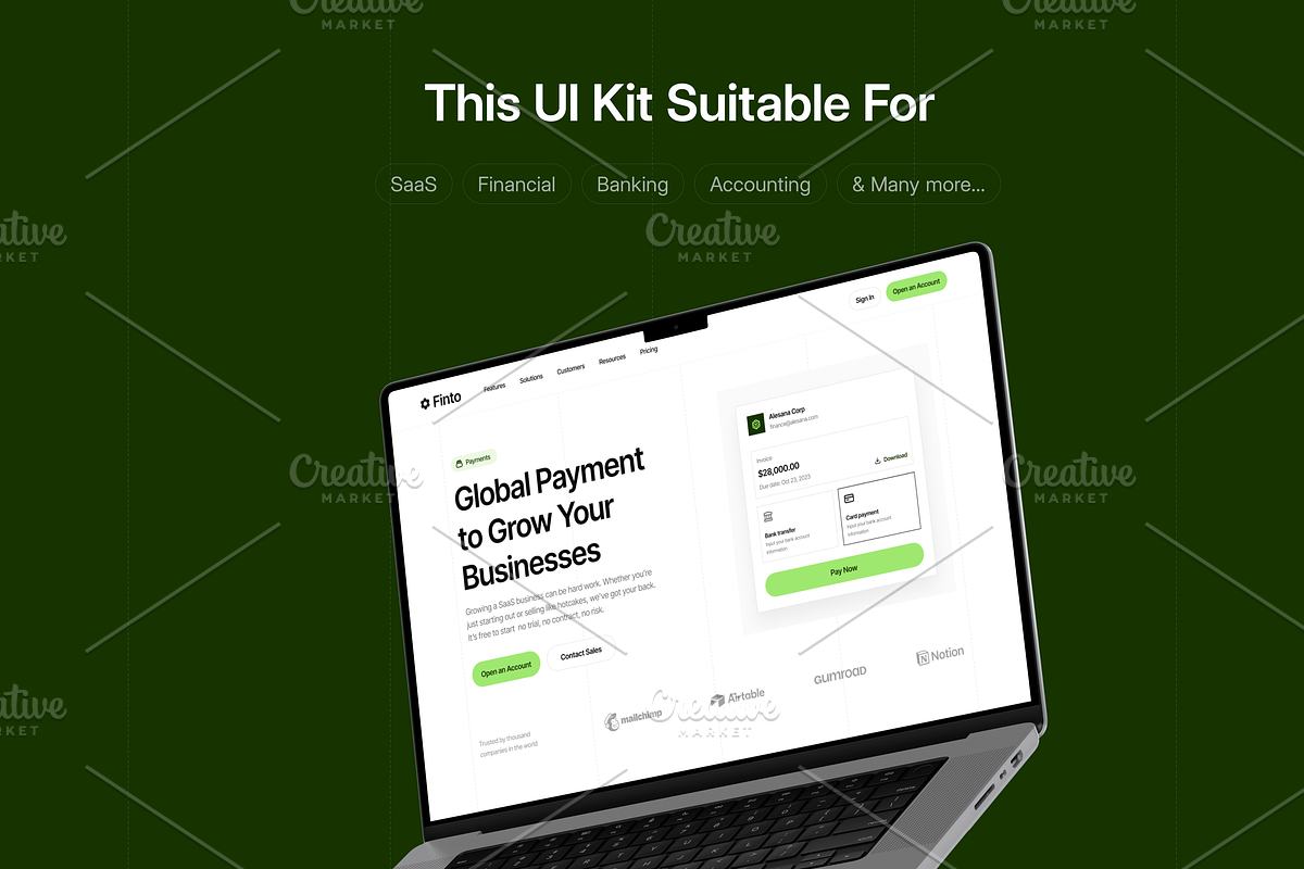 Finto - Finance Website Template, an UI Kit Template by Unpixel Design (Photo 3 of 8)