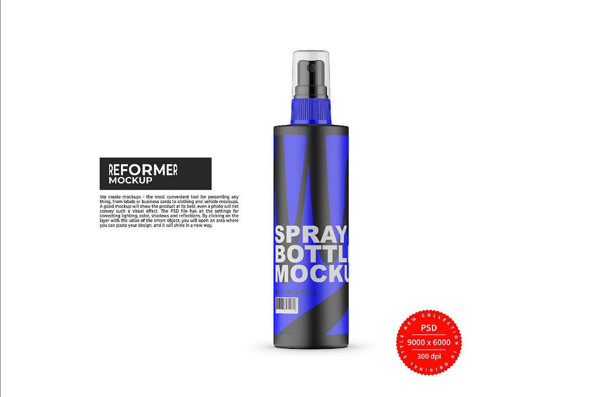 Matte Spray Bottle Mockup, a Packaging Mockup by Reformer Mockup (Photo 1 of 6)