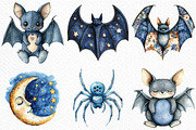 Watercolor Blue Patchwork Halloween, an Illustration by Craft Nest (Thumbnail 5 of 6)