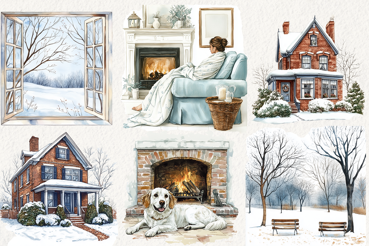 Watercolor Cold Season Clipart, an Illustration by NadiaTheronArt (Photo 3 of 5)