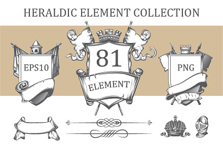 Heraldic element collection, a Decorative Illustration by MaximGertsen