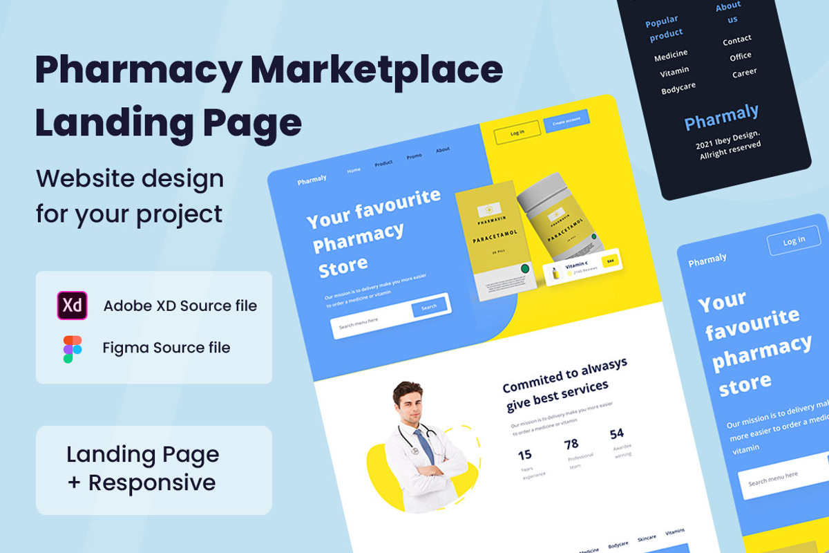 Online Pharmacy Web Design, a Wireframe Template by INSPR STD (Photo 1 of 6)