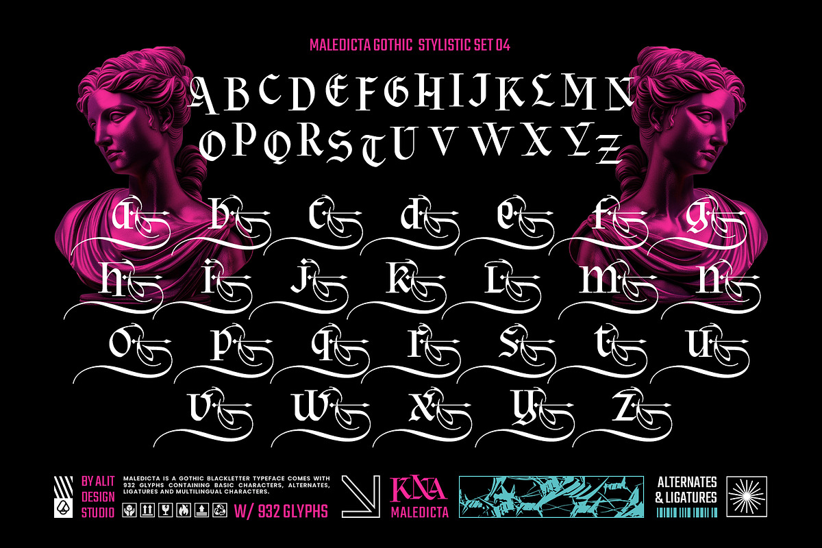 Maledicta Typeface, a Blackletter Font by alit design (Photo 11 of 16)