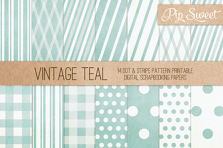 Vintage Teal 14 Pattern Set