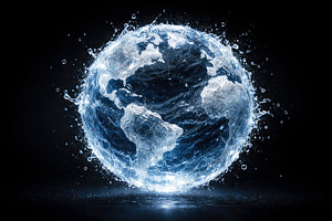 water globe shaped as the world, generative AI, a Photo by Nito