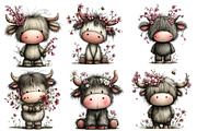 whimsical spring highland cow clipar, an Illustration by Designworld (Thumbnail 3 of 5)