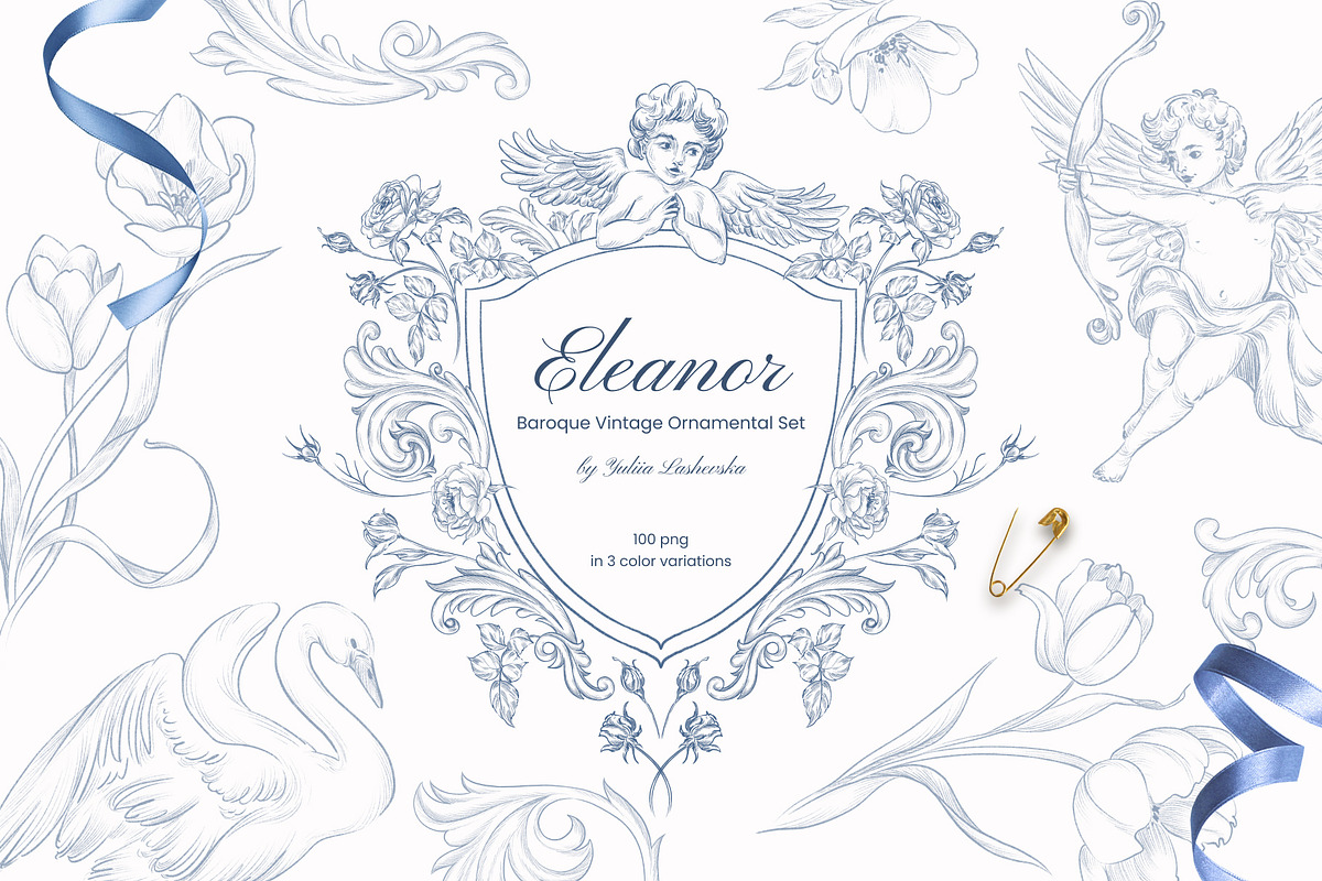 Baroque Vintage Ornamental set, a Decorative Illustration by Yuliia Lashevska (Photo 1 of 19)