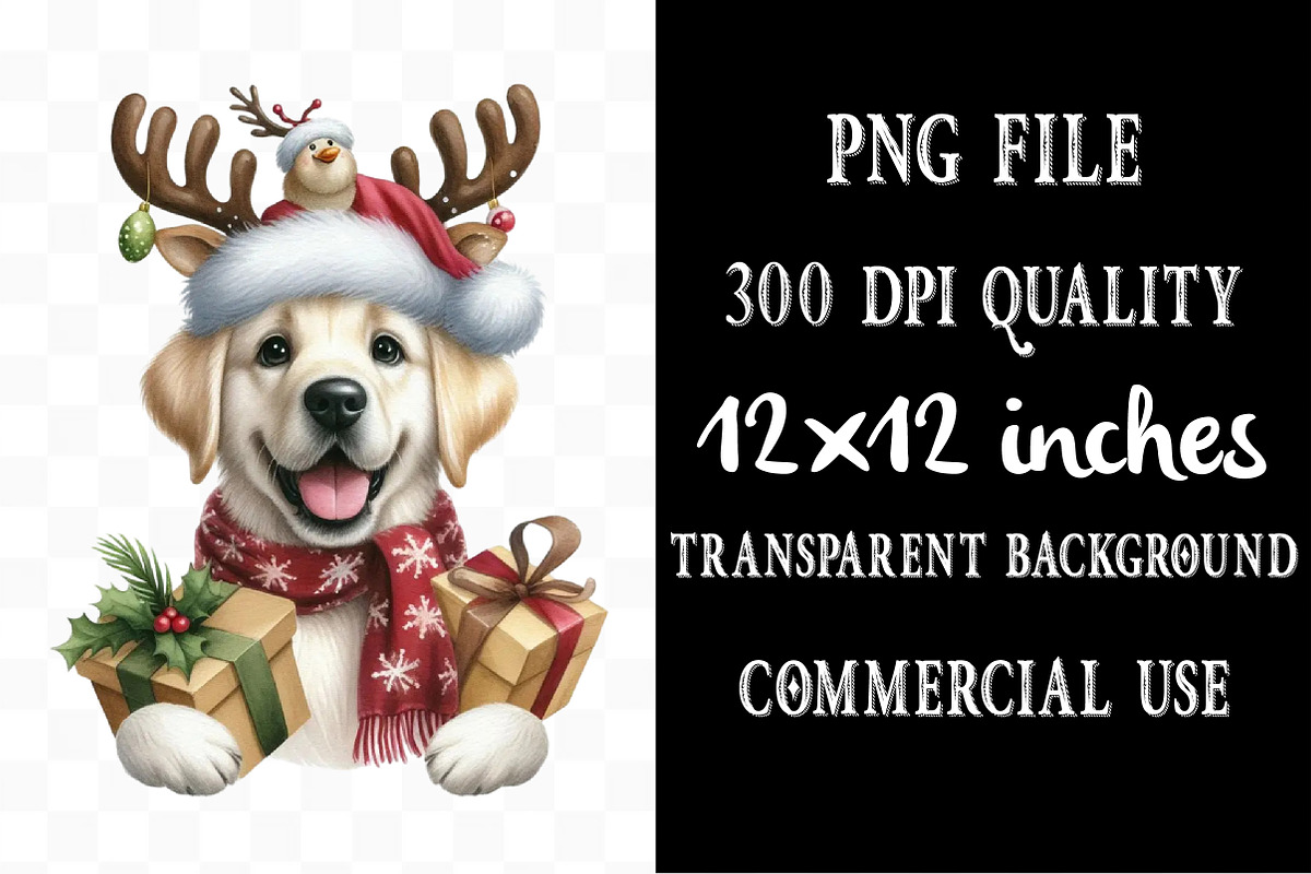 Christmas Dog Happy Clipart, an Illustration by Designking (Photo 4 of 6)