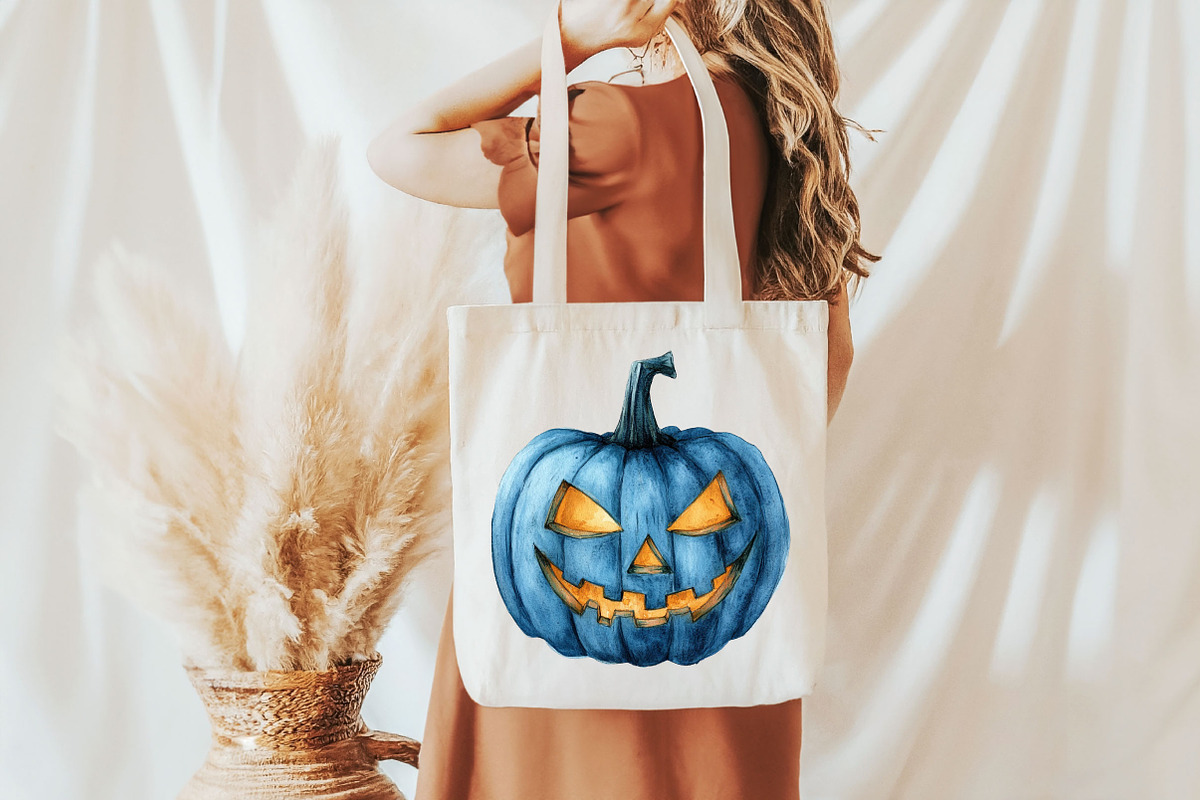 Blue Halloween Bundle Watercolor PNG, an Illustration by Pixels.Craft (Photo 7 of 7)