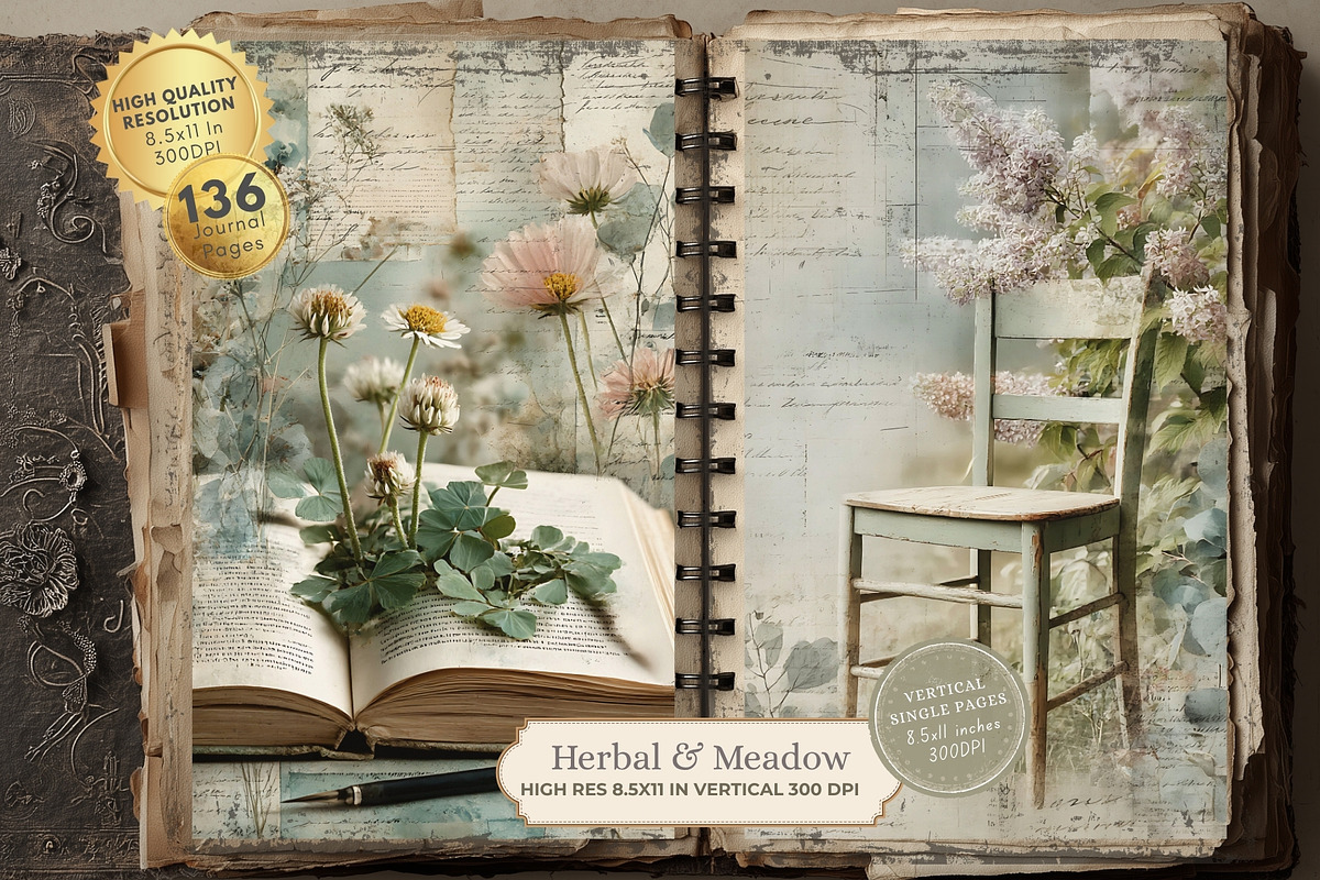 Herbal Meadow Garden Junk Journals, a Decorative Illustration by Nicole Branger Art (Photo 2 of 15)