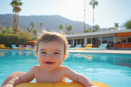 Baby loves sunny pool time, a Photo by Beautiful things