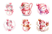 Pink Snowman Clipart, an Illustration by Design Market (Thumbnail 5 of 5)