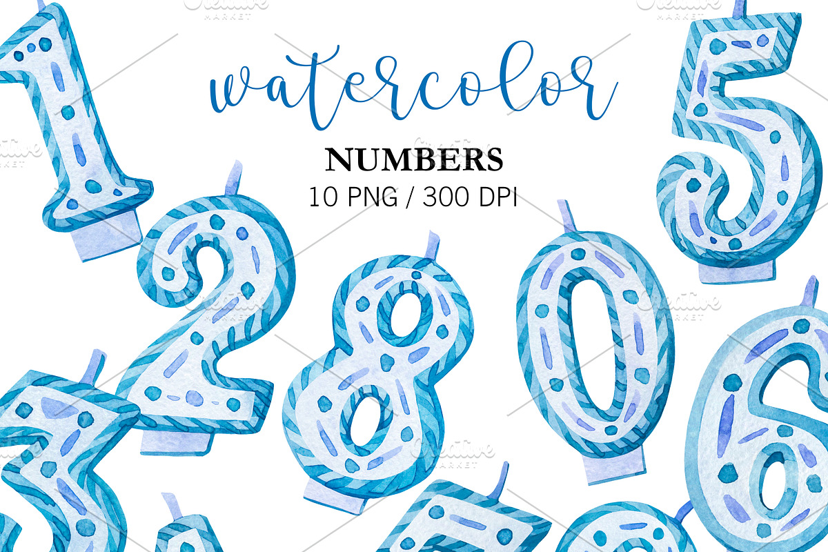 Watercolor Blue Birthday Party PNG, an Object Illustration by PatternPalette (Photo 3 of 6)