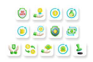 Money Back Guarantee 3D Icons