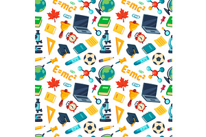 school supplies pattern. cartoon, an Object Illustration by Multigon