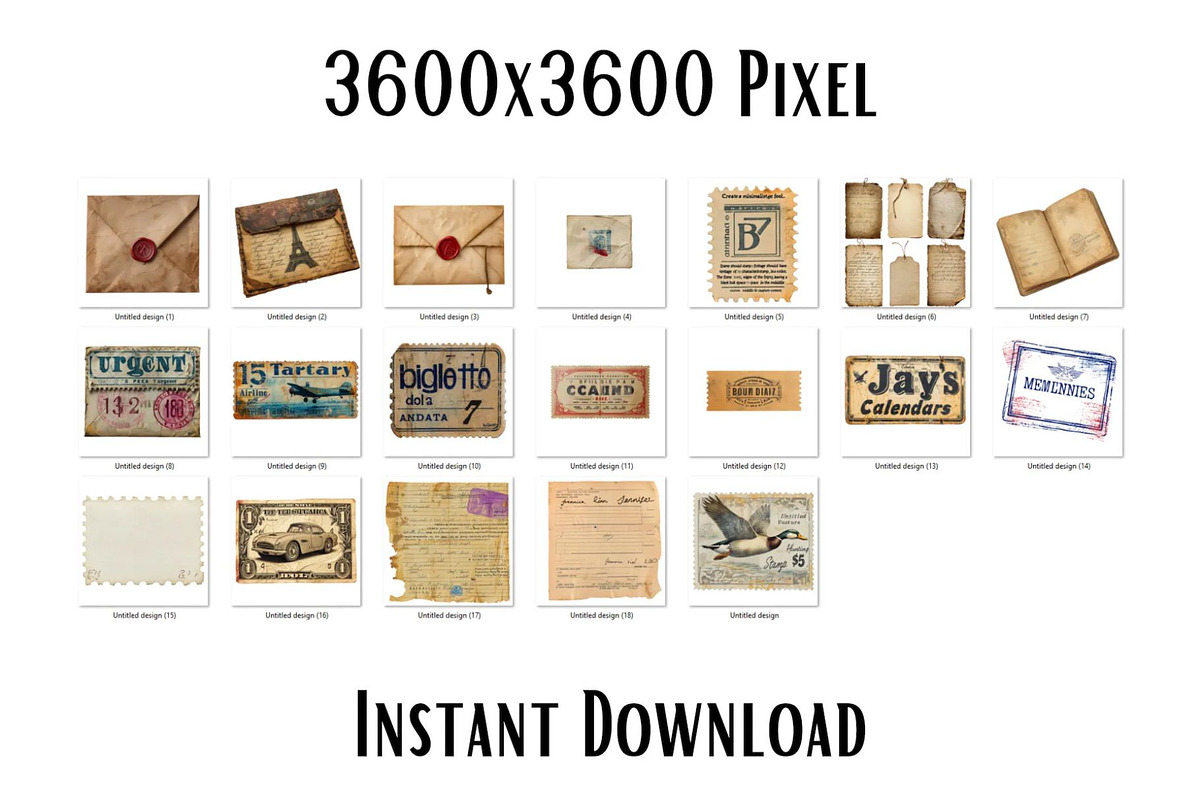 Vintage Junk Journal Ephemera Pack, an Illustration by HubbaDigitals (Photo 4 of 4)