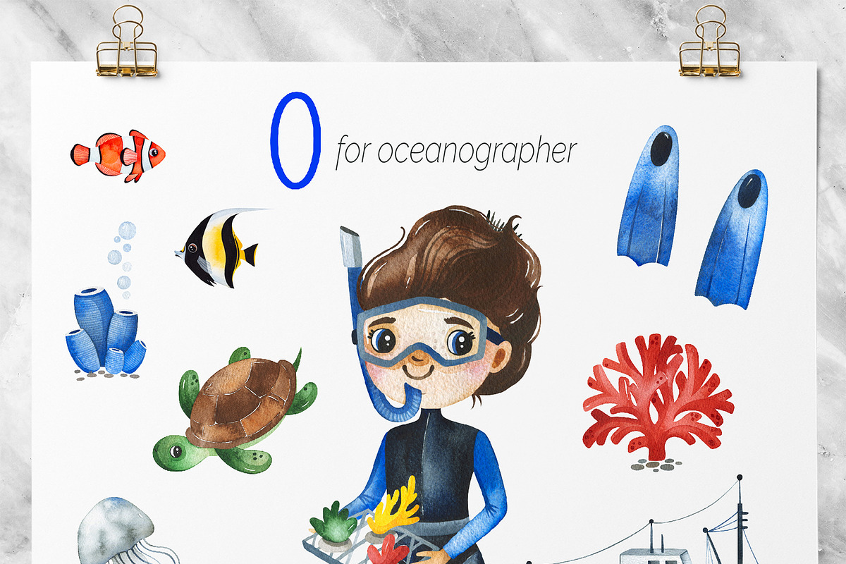 Cute Alphabet Professions. Part 2, an Object Graphic by Kate_Rina (Photo 3 of 17)