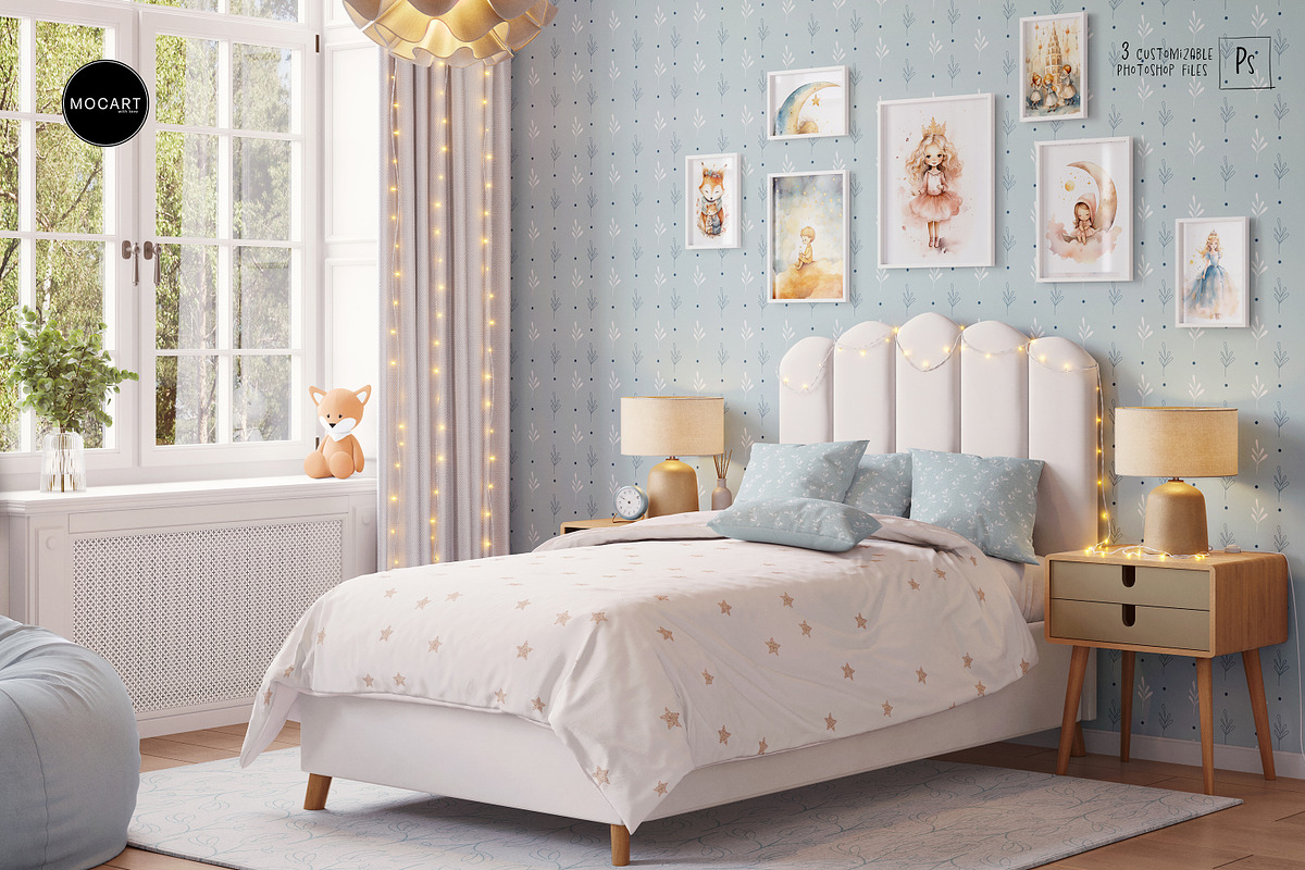 Kids Bedroom Wallpaper, Bedding v2, a Household Mockup by Mocart (Photo 4 of 10)