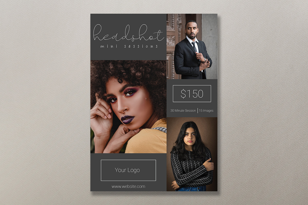 Headshot Session Template PSD, a Marketing Template by Two Flamingos Shop