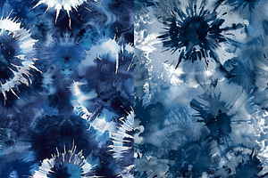 Navy Tie-Dye Seamless Patterns