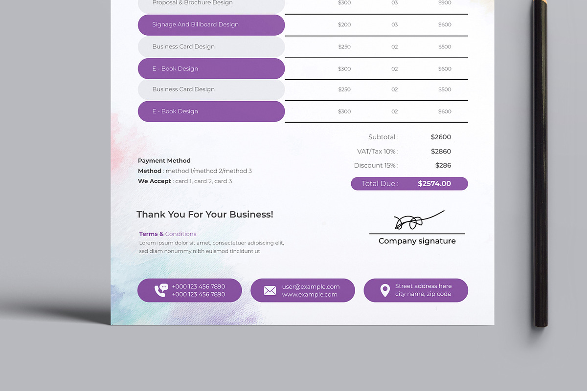 Business Invoice Design Template