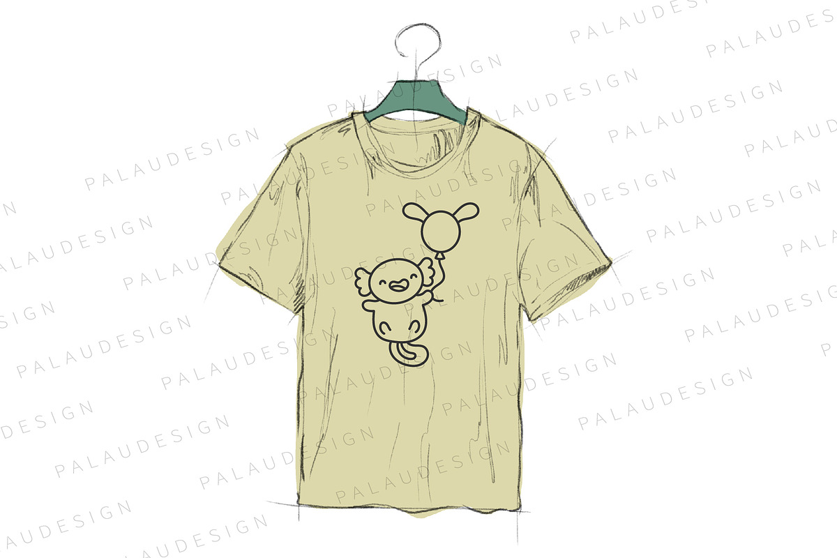 Kawaii Axolotl with Balloons, an Animal Illustration by Palau (Photo 5 of 12)