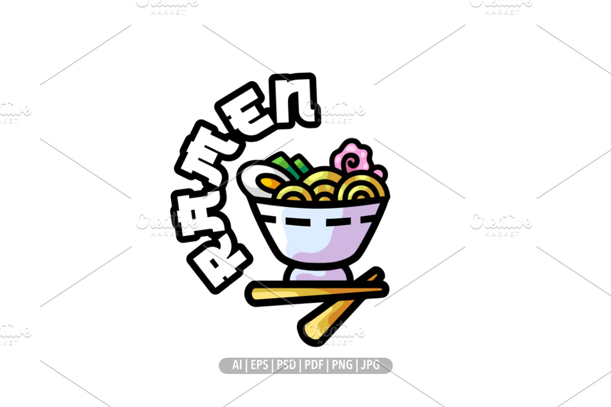 Cute ramen kawaii mascot logo, a Branding & Logo Template by Bayuktx