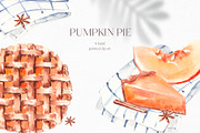 Watercolor Pumpkin Pie, a Food Illustration by YuliyaArtGarden (Thumbnail 1 of 4)