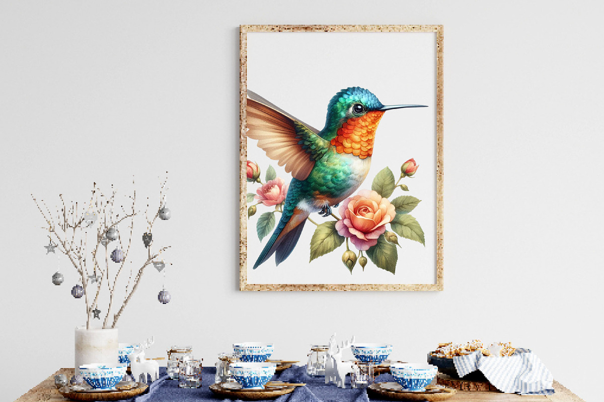 Watercolor Hummingbird Clipart, a Work Illustration by Dream Creation (Photo 3 of 5)