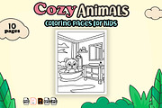 cozy animals coloring pages or kids, an Animal Illustration by MK.CreativeHub (Thumbnail 3 of 3)
