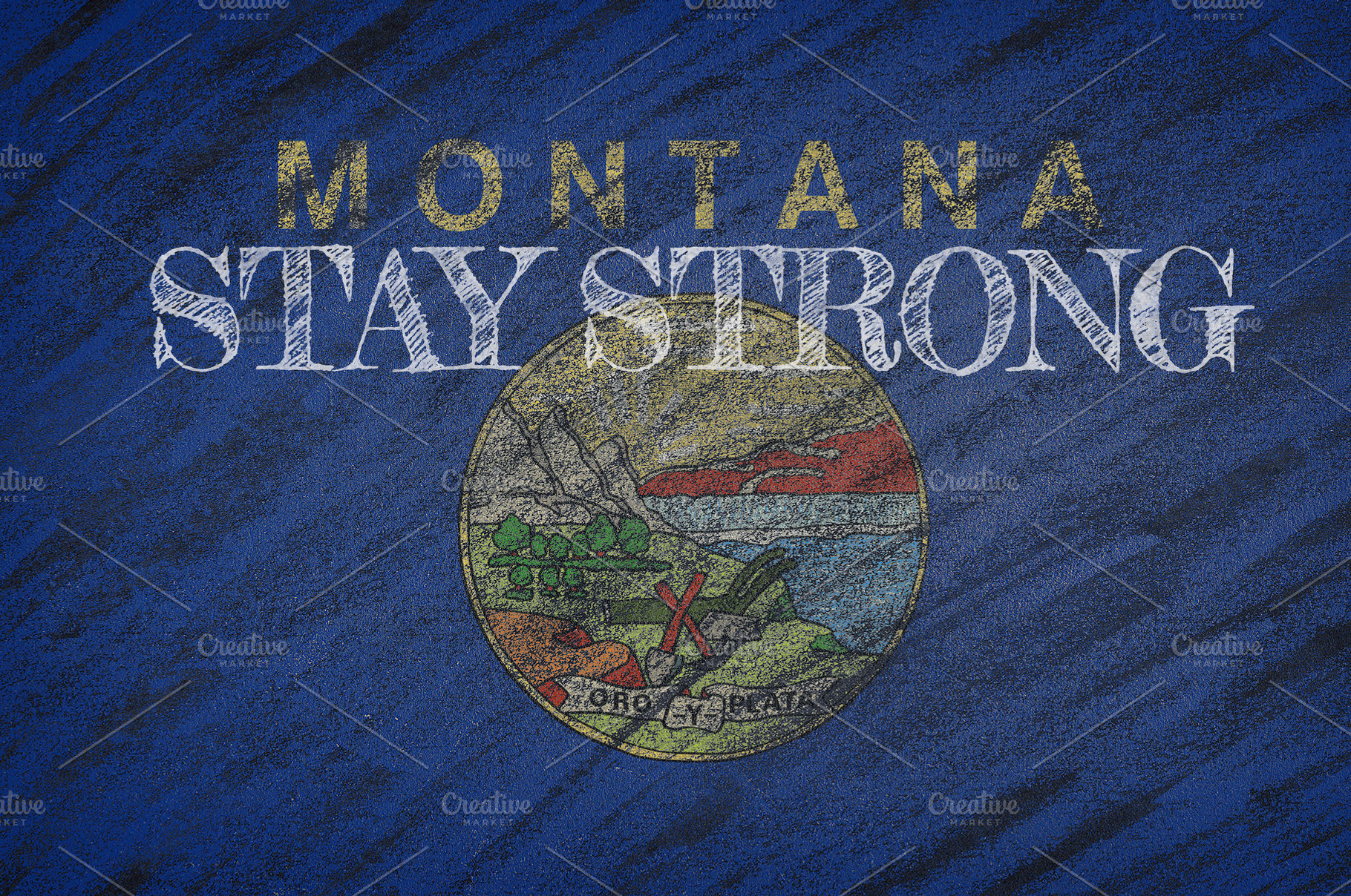 Montana ,flag illustration. Coronavi, a Health & Medical Photo by CreativePhotoSpain