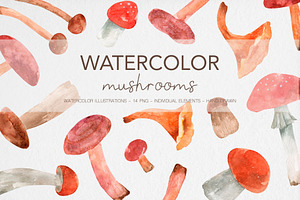 Watercolor Mushrooms Clipart