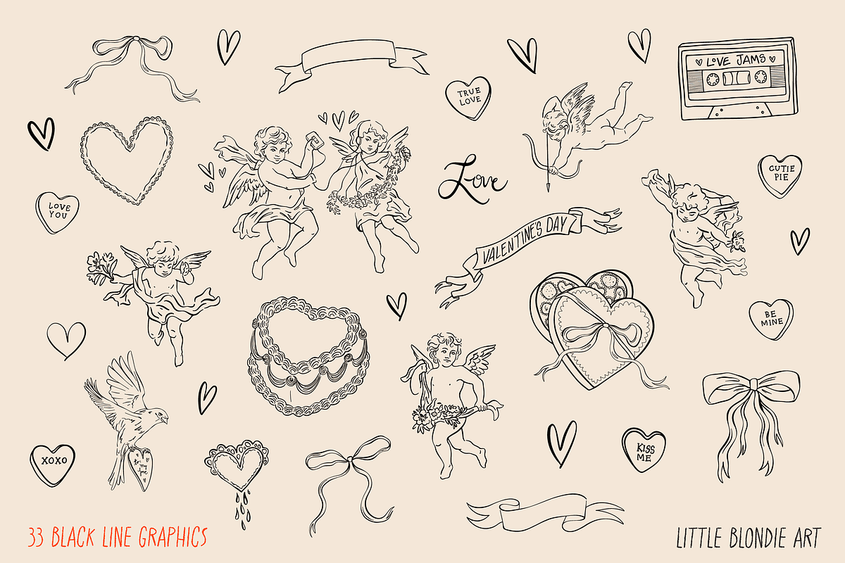 Valentine's Day Cupid Bundle, a Decorative Illustration by Little Blondie Art (Photo 4 of 8)